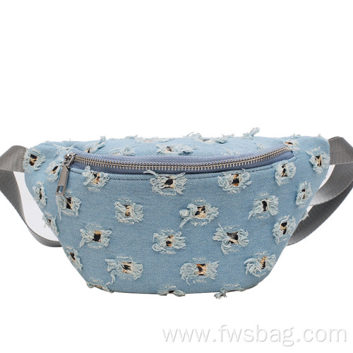 Fashion Women Ladies Blue Jean Waist Belt Bumbag Female Festival Denim Fanny Pack Waist Bags for Travel